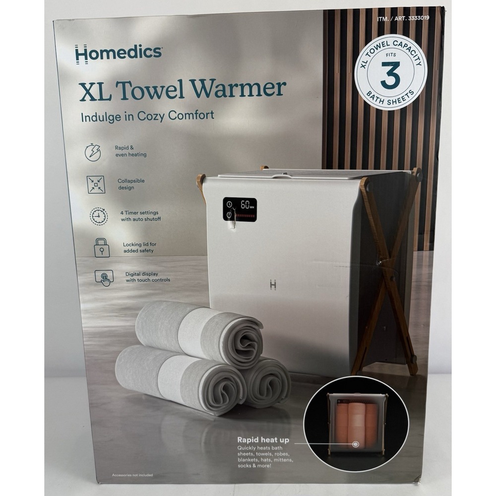 NIB Homedics XL Towel Warmer, Luxe Spa Edition Item 3333019